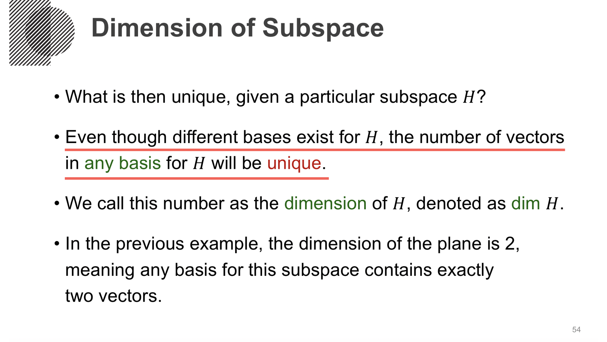 Subspace의 차원