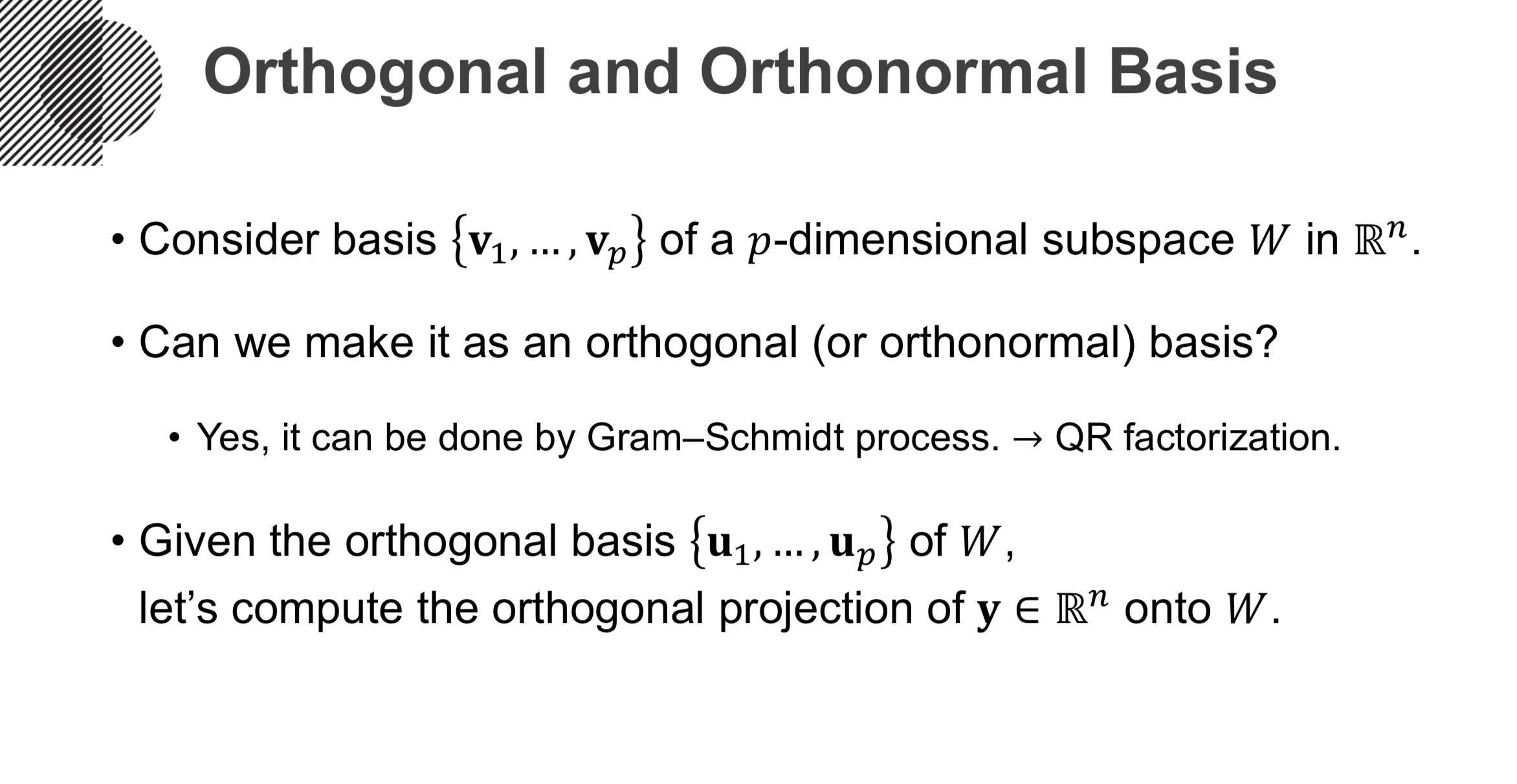Orthogonal and Orthonormal Basis