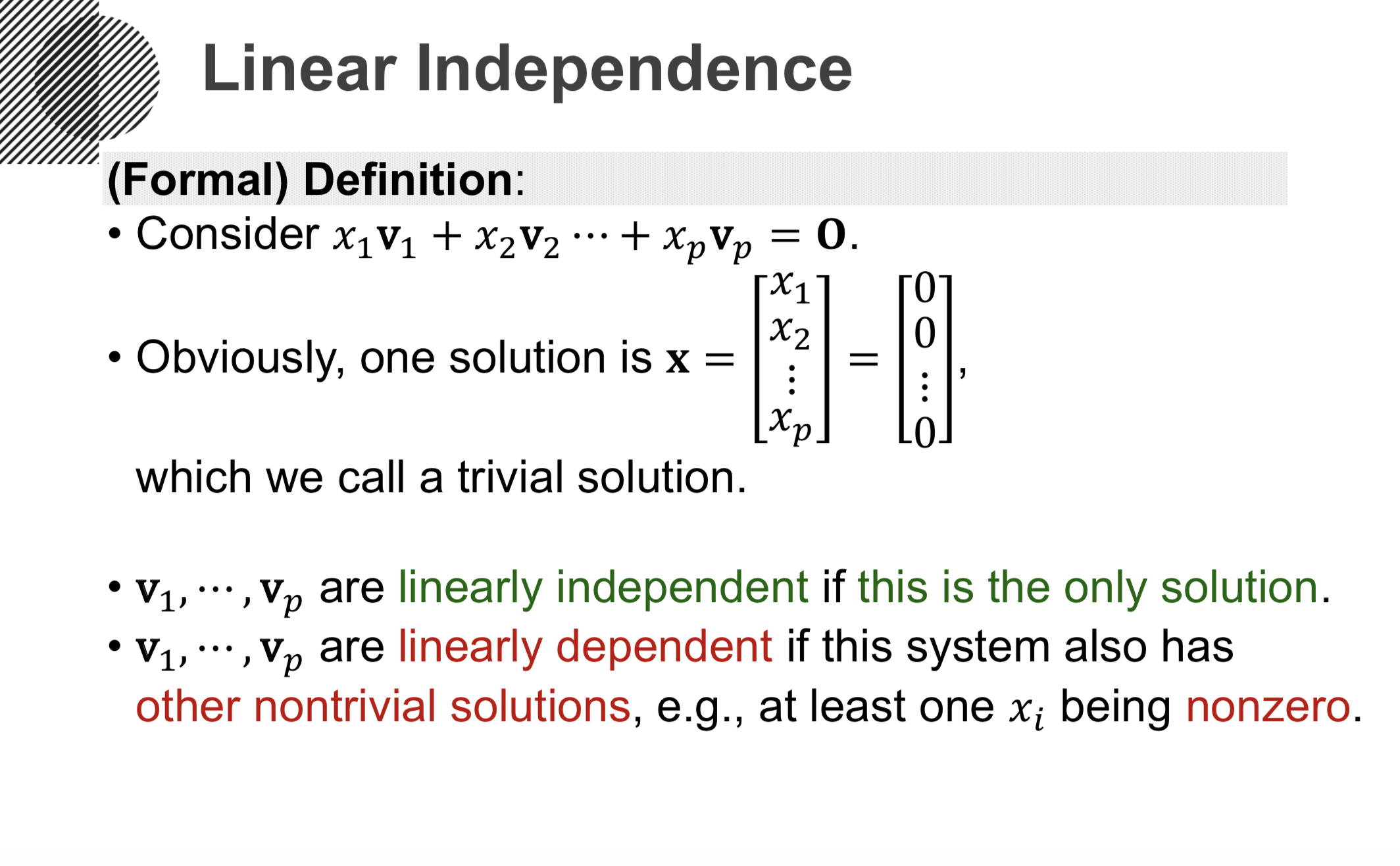 벡터들이 Linearly Independent한지 확인하는 법 - 02